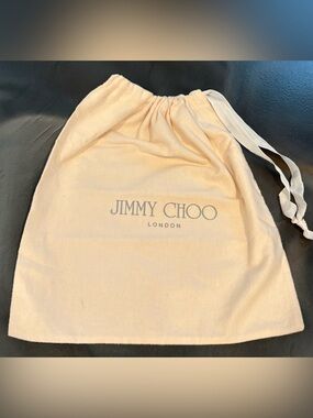 Jimmy Choo London Drawstring Dust Bag Flannel Storage Travel Gift Sack 13.5x14.5